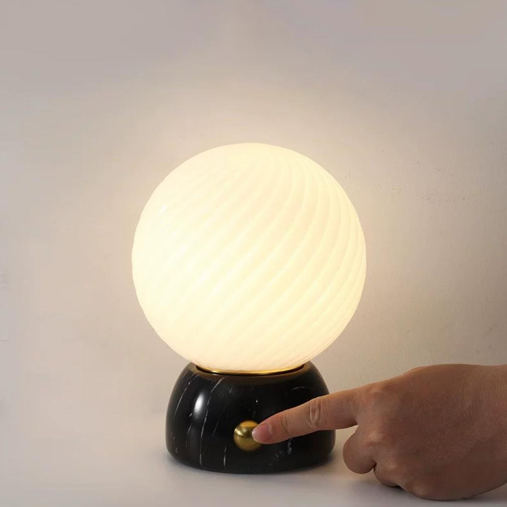 Yellow Travertine craftsmanship detail on Savio Curated Yellow Travertine Table Lamp