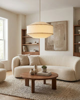 Seamwick Curated Solid Brass Pendant Light warm illuminated room view