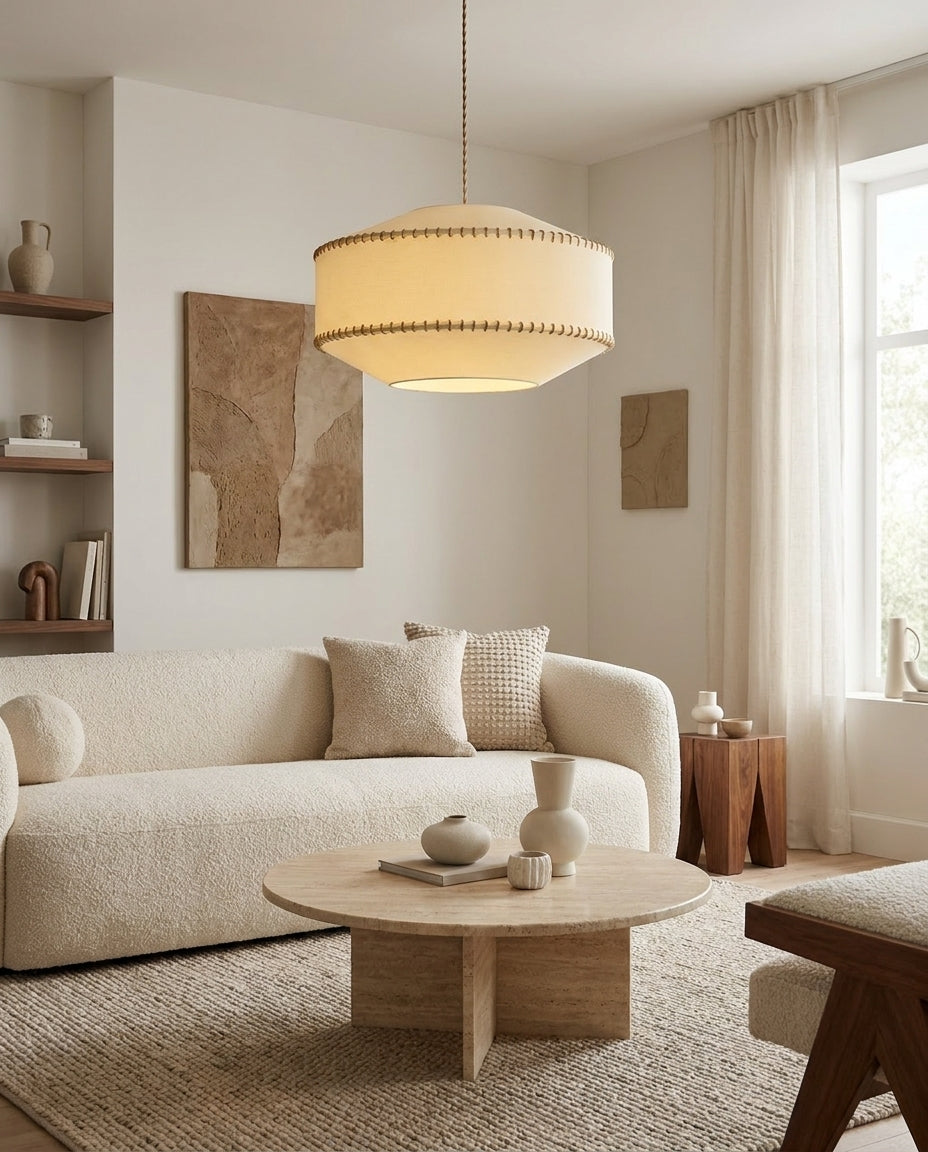 Seamwick Curated Solid Brass Pendant Light – illuminated warm ambiance setting