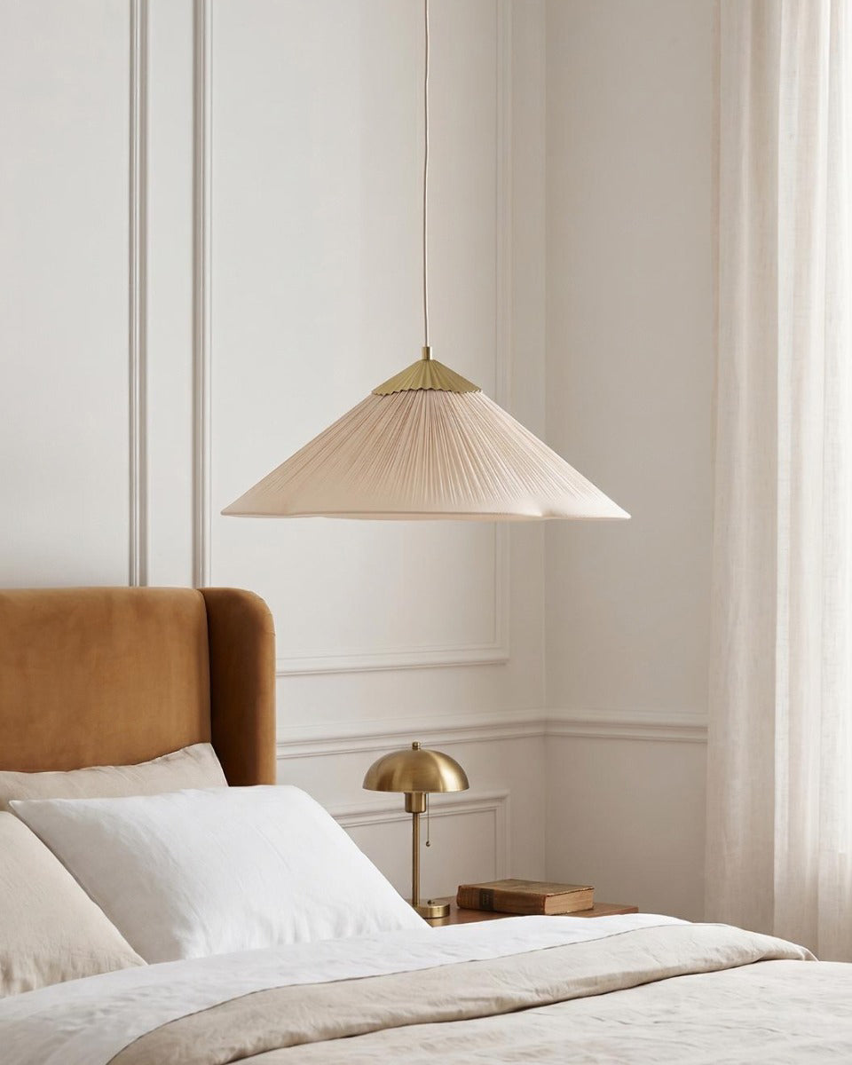 Seretta Curated Iron & Glass Pendant Light installed in residential dining space
