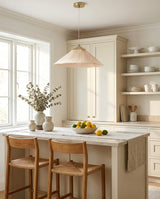 Seretta Curated Iron & Glass Pendant Light warm illuminated room view