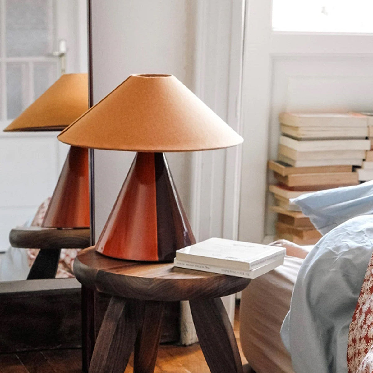 Sienvale Curated Iron & Glass Table Lamp installed in residential dining space