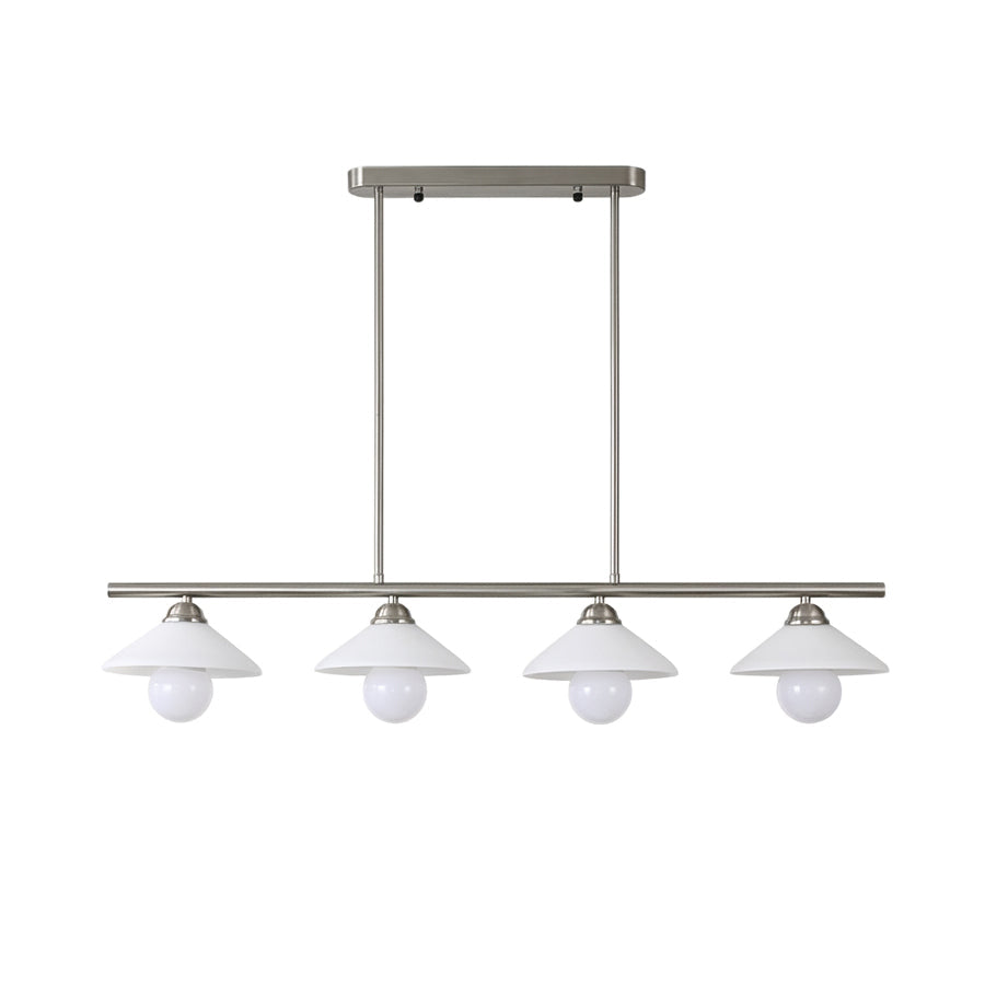 Silvaren Curated Mouth-Blown Frosted Glass Chand – Rod Mount 4 Heads L 38.5 x H 3.1 finish configuration