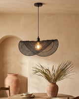 Sinuvera Curated Iron & Glass Pendant Light installed in residential dining space