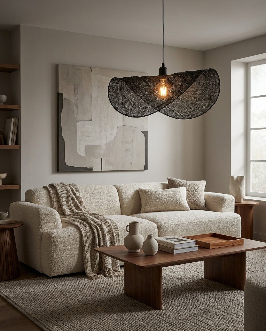 Sinuvera Curated Iron & Glass Pendant Light – architectural ceiling profile