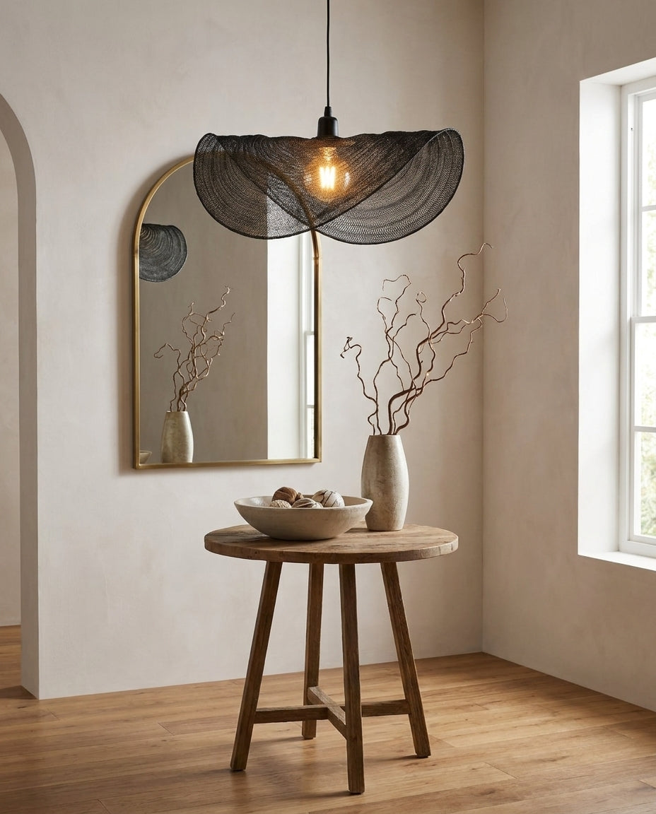 Sinuvera Curated Iron & Glass Pendant Light – structural canopy joint detail