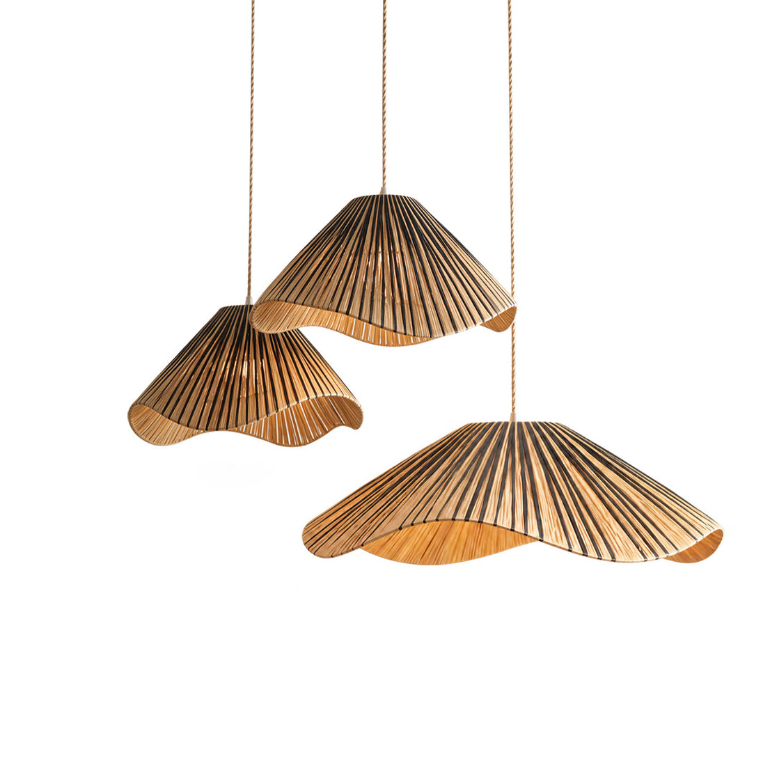 Solviera Curated Solid Hardwood Pendant Light – 3-Light Cluster 19.7 + 19.7 + 23.6 finish configuration