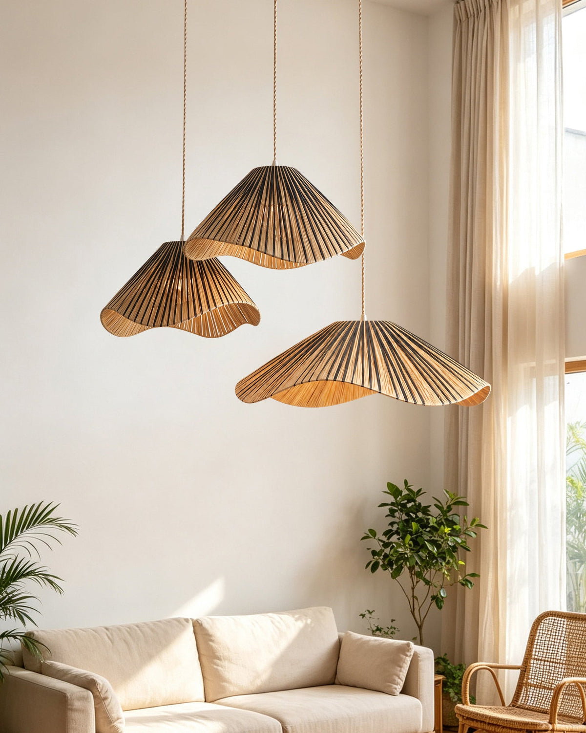 Solviera Curated Solid Hardwood Pendant Light – unlit natural material contrast