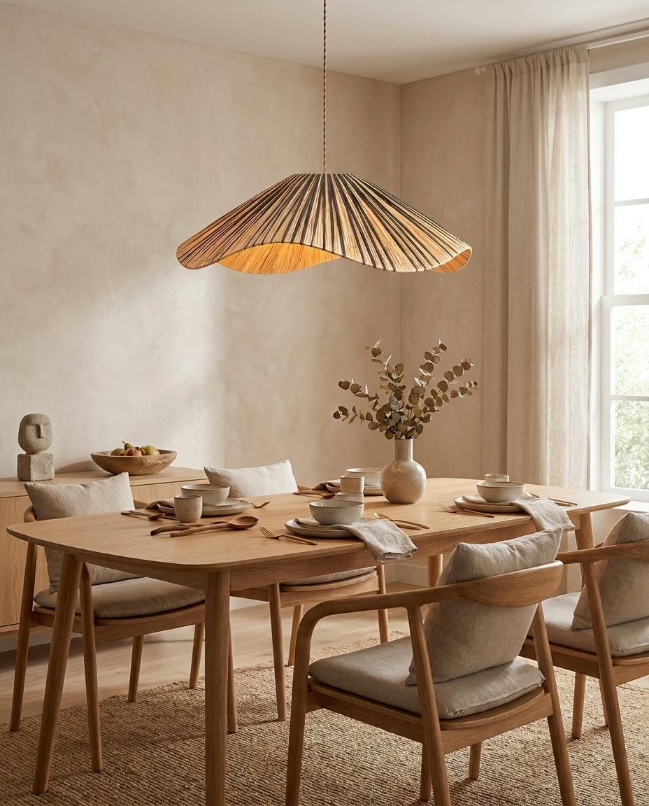 Solviera Curated Solid Hardwood Pendant Light – macro detail view