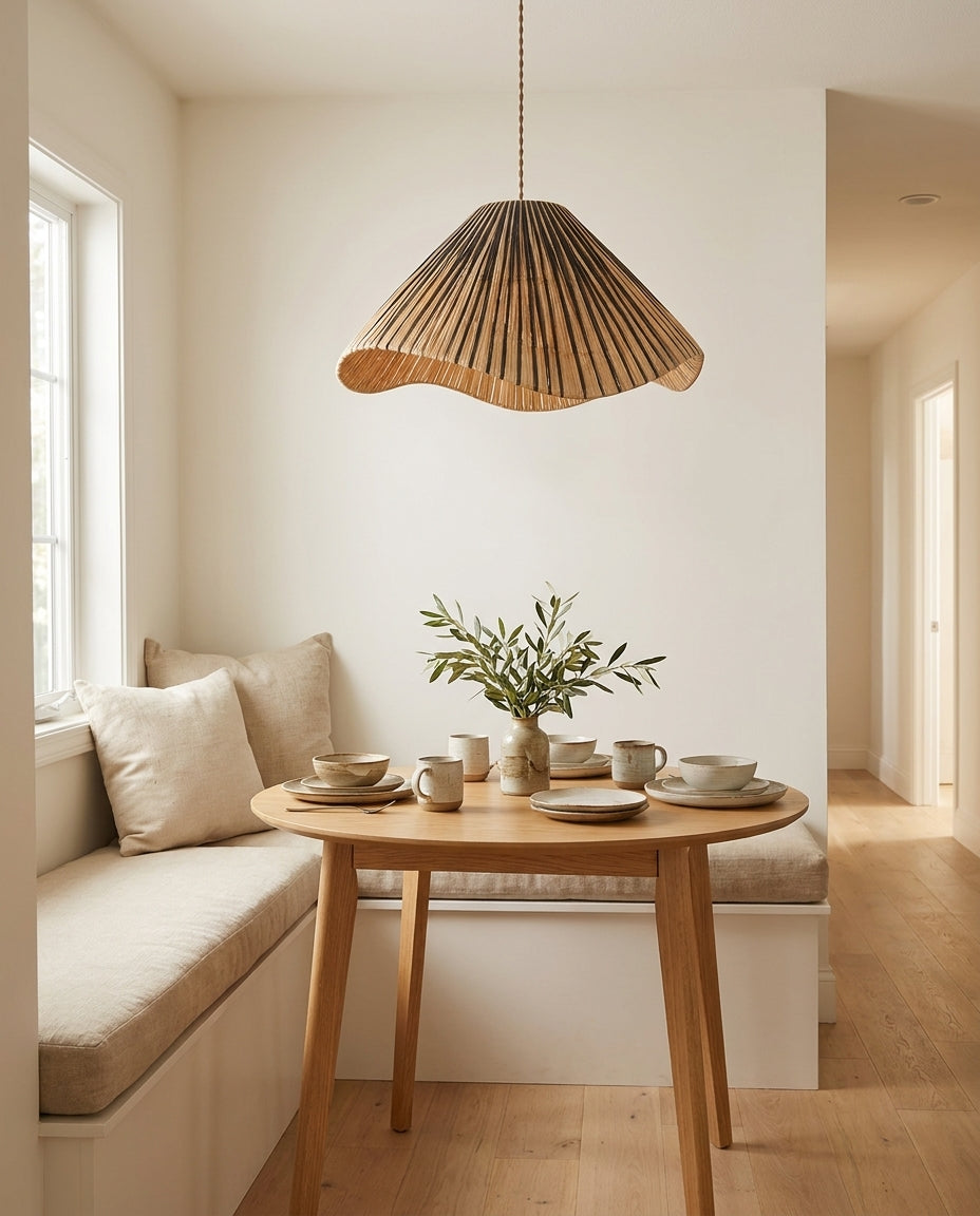 Solviera Curated Solid Hardwood Pendant Light – dimensional scale reference