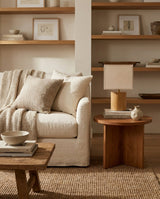 Sorella Curated Solid Hardwood Table Lamp warm illuminated room view