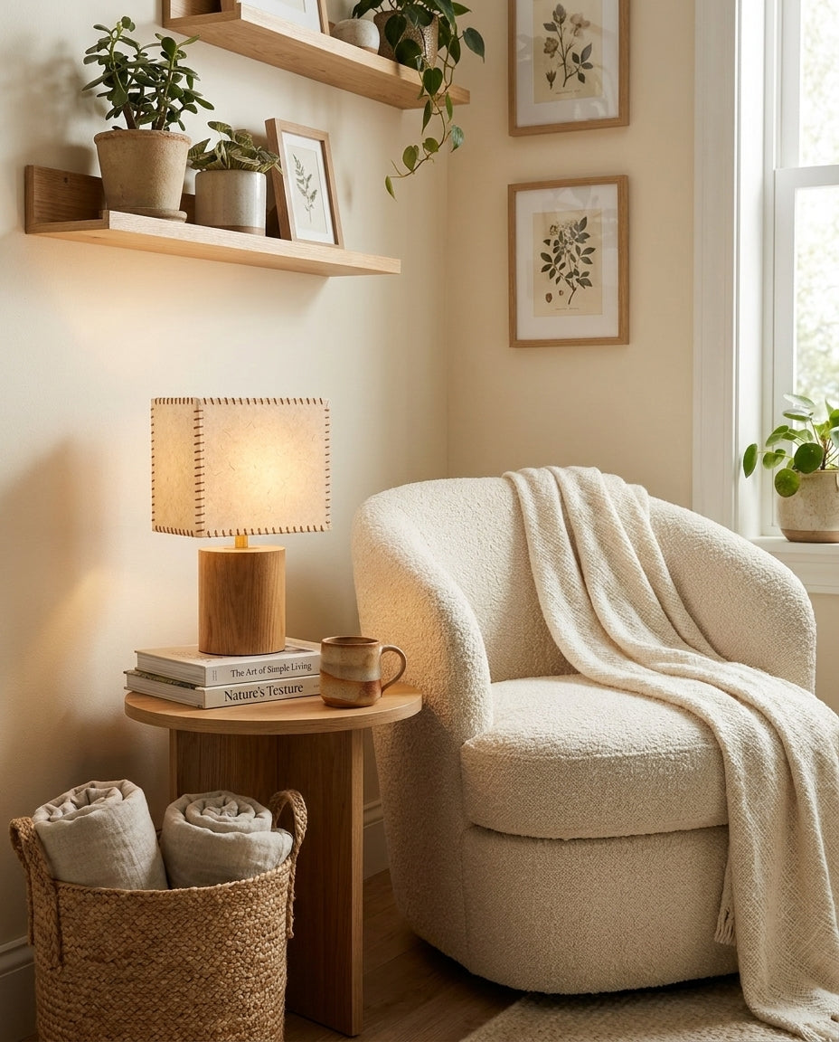 Solid Hardwood craftsmanship detail on Sorella Curated Solid Hardwood Table Lamp