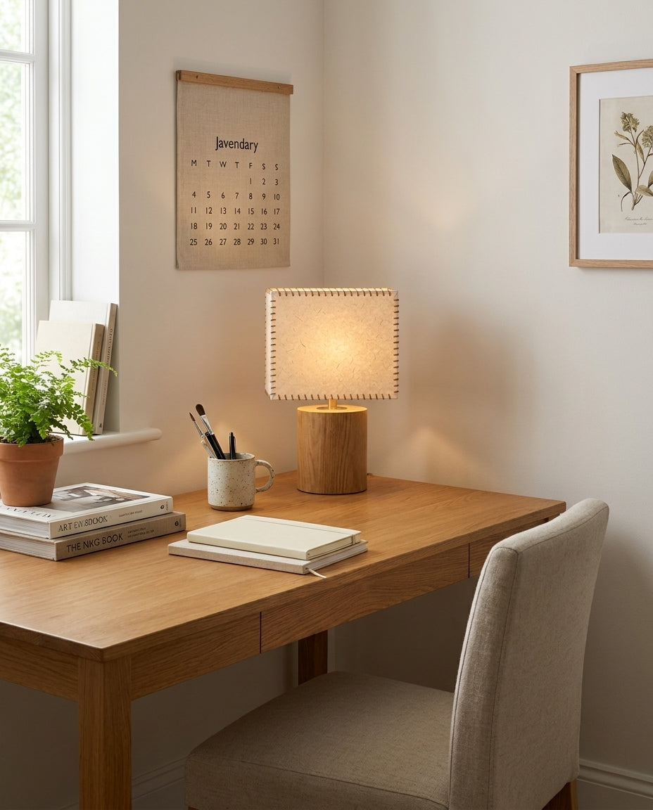Sorella Curated Solid Hardwood Table Lamp – handcrafted surface texture