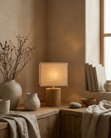 Sorella Curated Solid Hardwood Table Lamp – unlit natural material contrast
