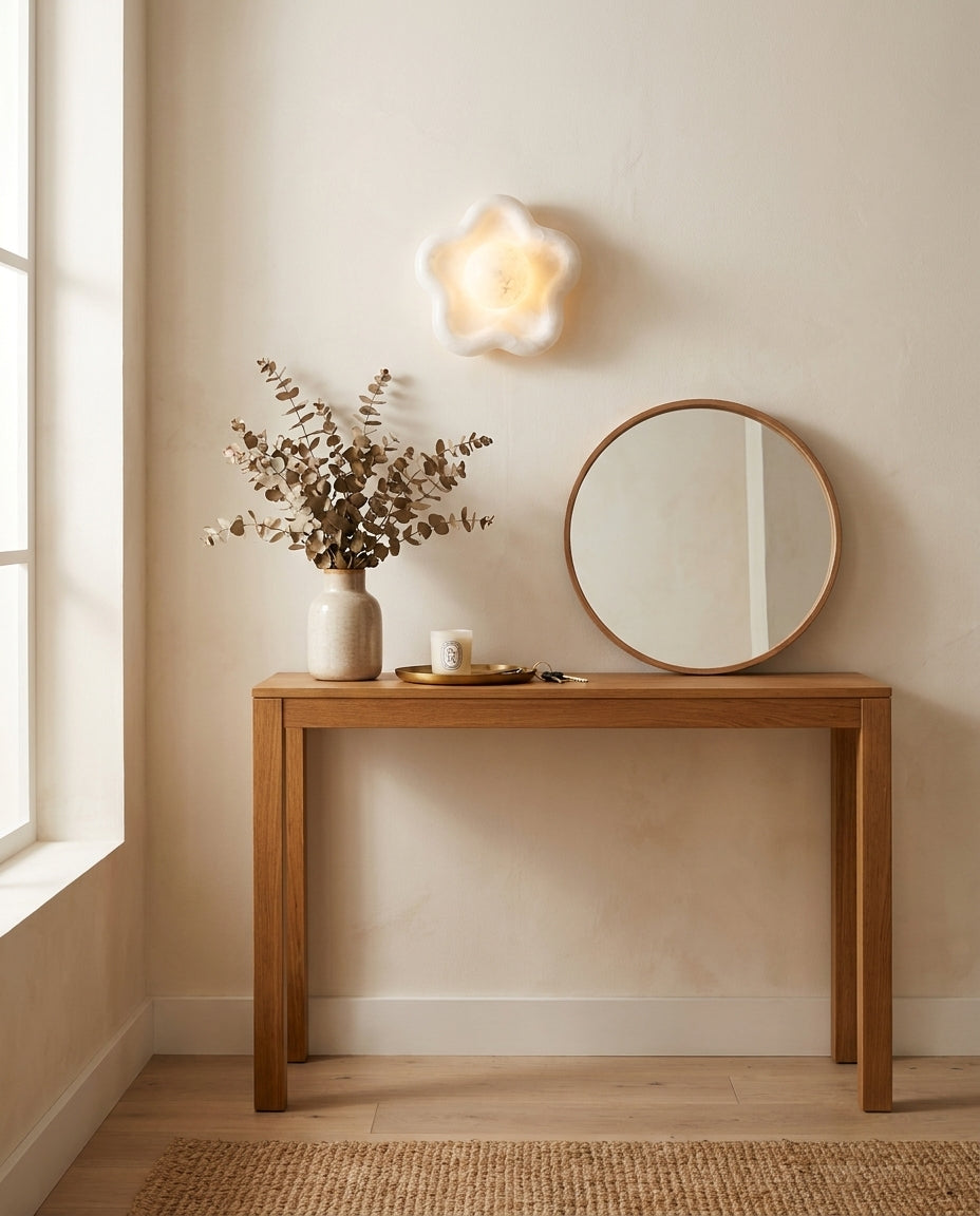 Star Alabaster Curated Alabaster Wall Sconce – unlit natural material contrast