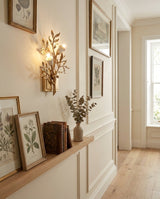 Sylvara Curated Solid Brass Wall Sconce – illuminated warm ambiance setting