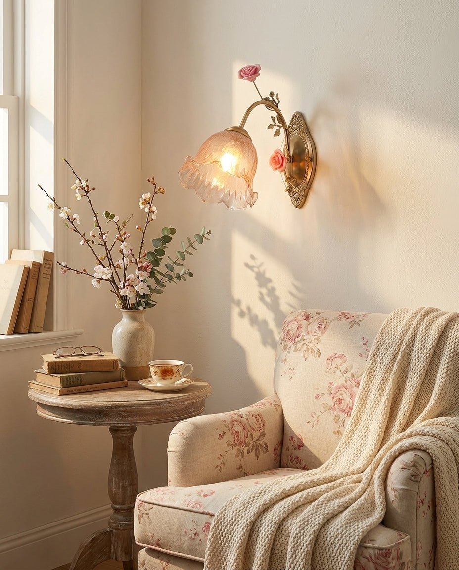 Thornmere Curated Mouth-Blown Frosted Glass Wall – illuminated warm ambiance setting