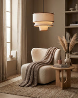 Tierova Curated Iron & Glass Pendant Light – handcrafted surface texture