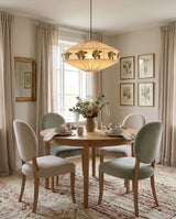 Trellisia Curated Iron & Glass Pendant Light installed in residential dining space
