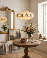 Trellisia Curated Iron & Glass Pendant Light – dimensional scale reference