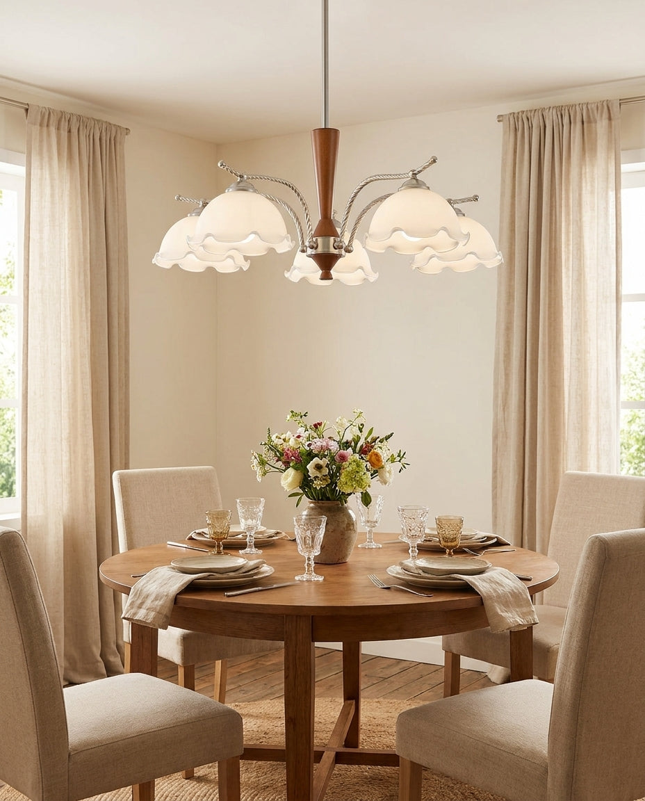 Tresswick Curated Mouth-Blown Frosted Glass Chan – illuminated warm ambiance setting