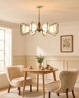 Velcren Curated Mouth-Blown Frosted Glass Chande – side angled contour profile