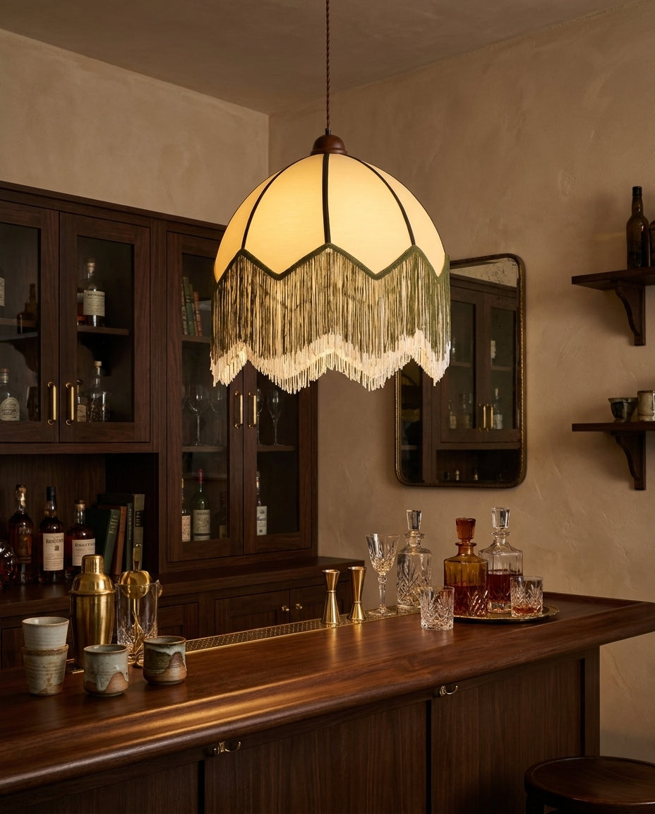 Veliane Curated Iron & Glass Pendant Light – architectural ceiling profile