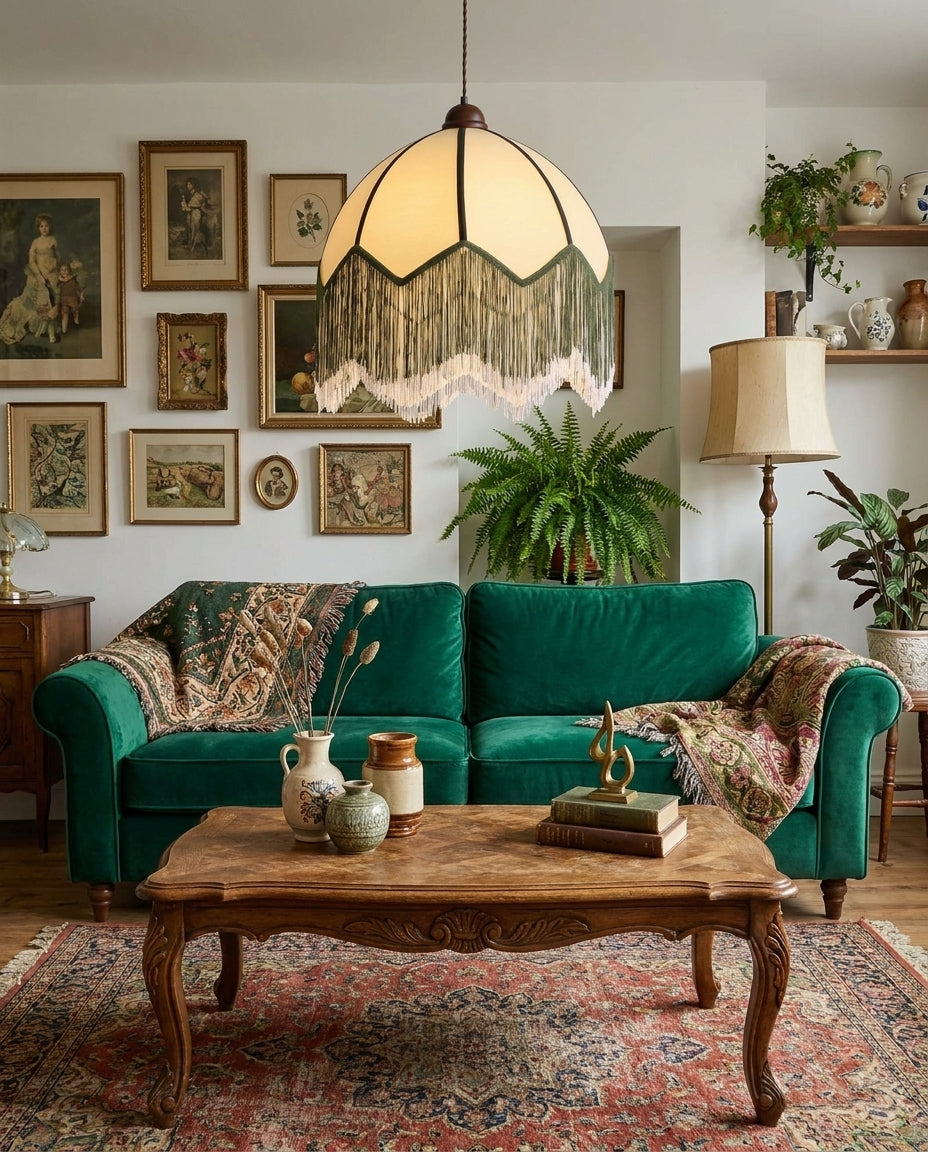 Veliane Curated Iron & Glass Pendant Light – dimensional scale reference