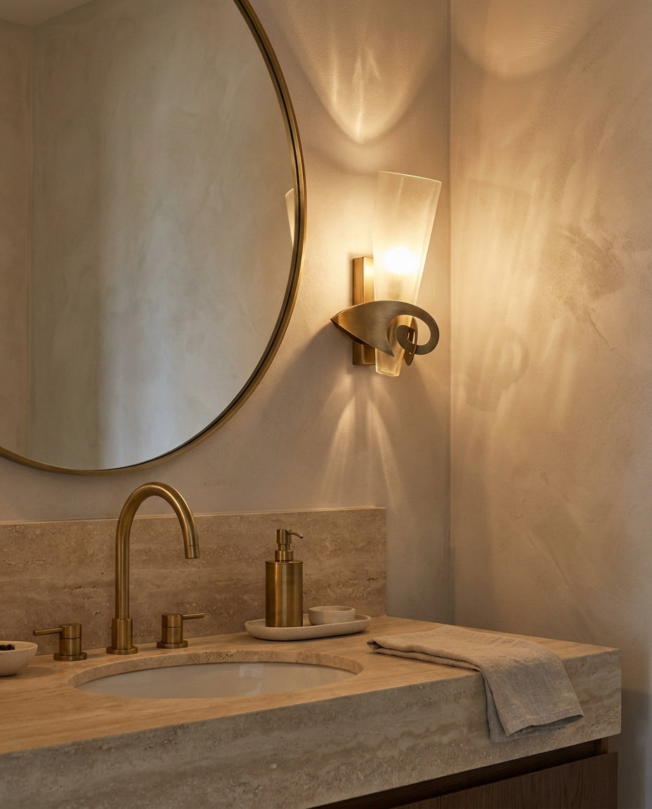 Velion Curated Mouth-Blown Frosted Glass Wall Sc – dimensional scale reference