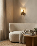 Velion Curated Mouth-Blown Frosted Glass Wall Sc – unlit natural material contrast
