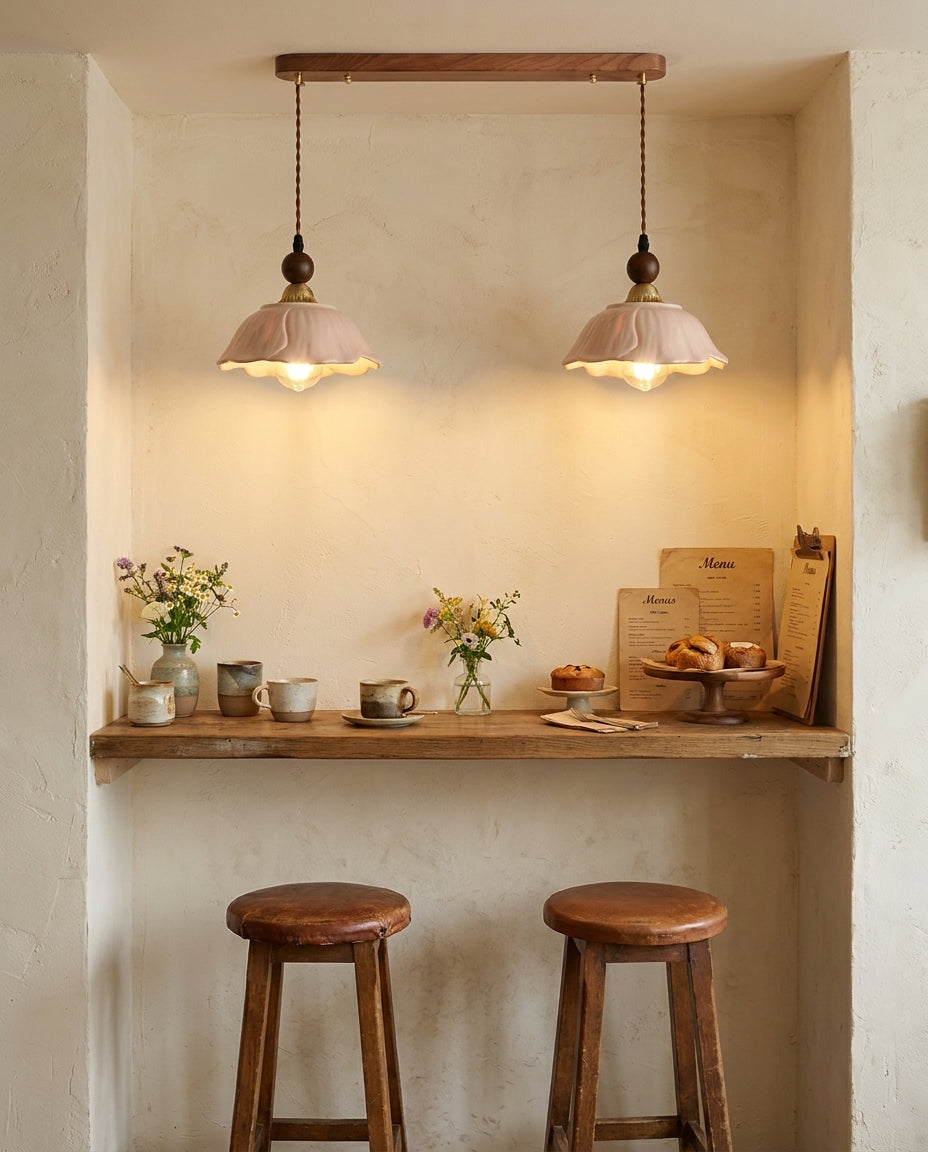 Velmira Curated Solid Brass Pendant Light – illuminated warm ambiance setting