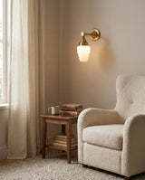 Velmont Curated Mouth-Blown Frosted Glass Wall S – illuminated warm ambiance setting