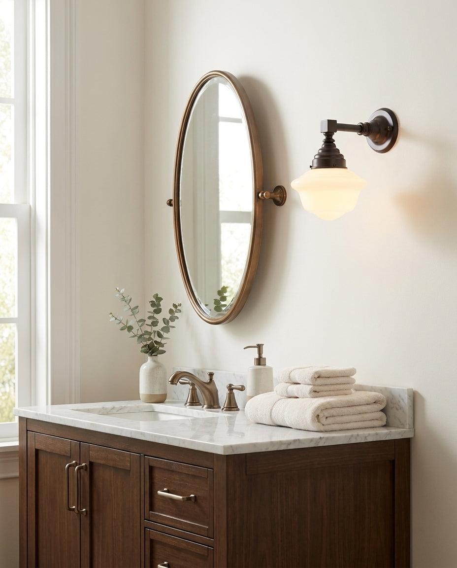 Velmont Curated Mouth-Blown Frosted Glass Wall S – unlit natural material contrast