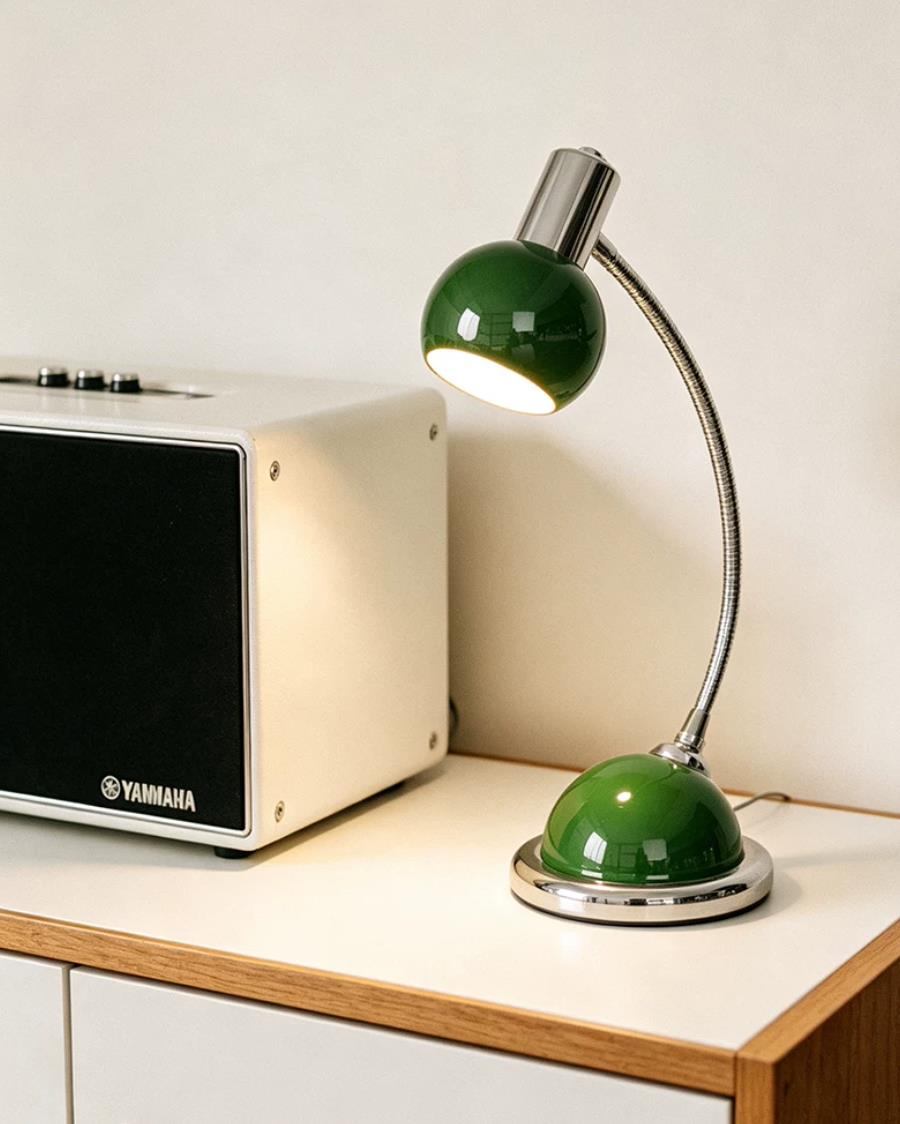 Vermilo Curated Iron & Glass Table Lamp – architectural ceiling profile
