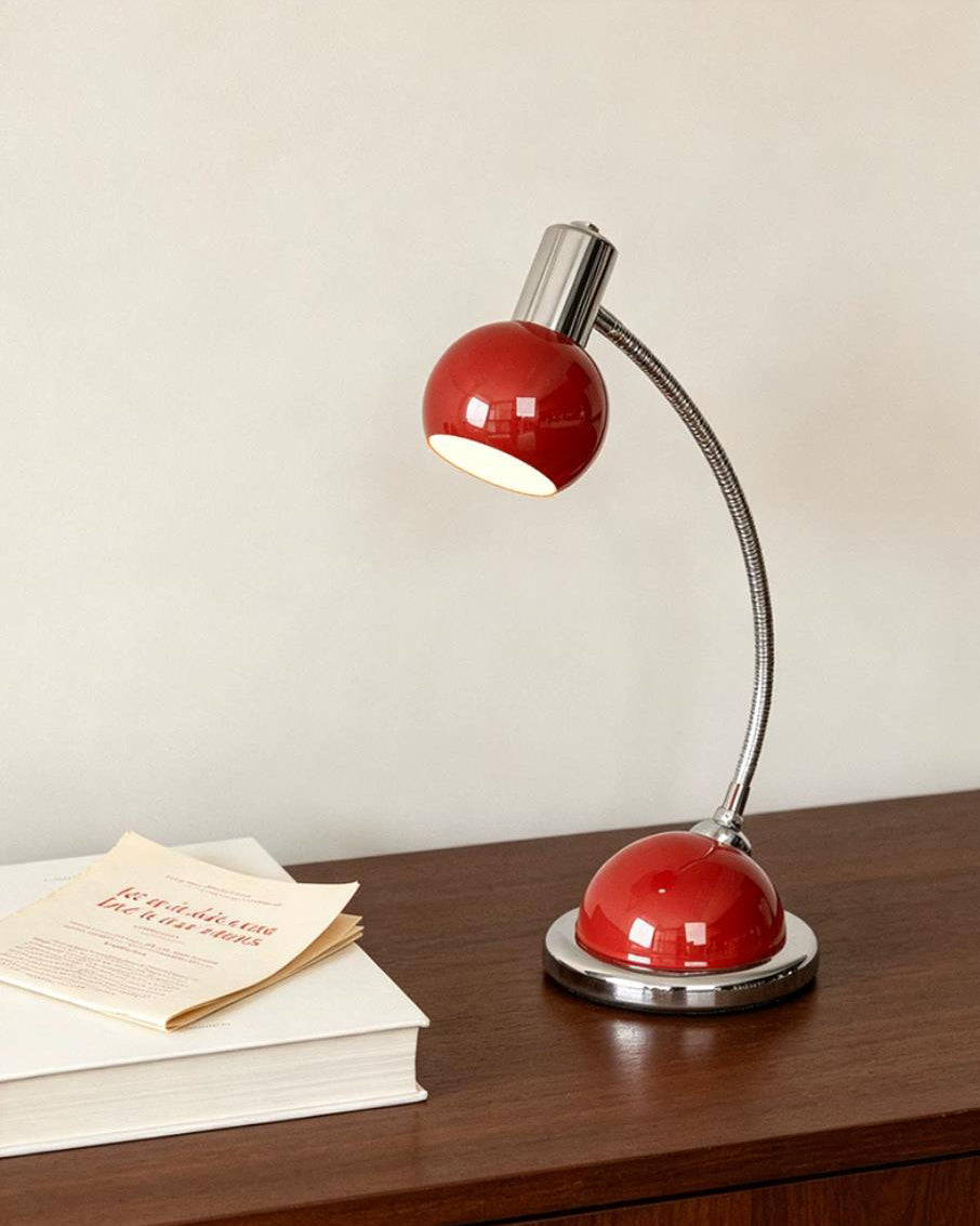 Vermilo Curated Iron & Glass Table Lamp – illuminated warm ambiance setting
