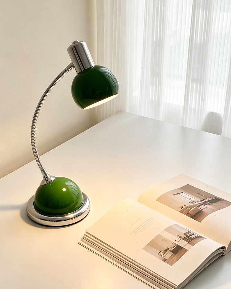 Vermilo Curated Iron & Glass Table Lamp warm illuminated room view