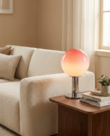 Mouth-Blown Frosted Glass craftsmanship detail on Veylan Curated Mouth-Blown Frosted Glass Table L