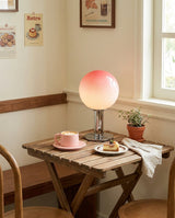 Veylan Curated Mouth-Blown Frosted Glass Table L warm illuminated room view