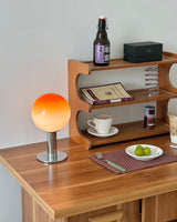Veylan Curated Mouth-Blown Frosted Glass Table L – unlit natural material contrast