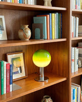Veylan Curated Mouth-Blown Frosted Glass Table L installed in residential dining space