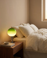 Veylan Curated Mouth-Blown Frosted Glass Table L – structural canopy joint detail