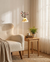 Vinecroft Curated Mouth-Blown Frosted Glass Pend – side angled contour profile