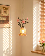 Vinecroft Curated Mouth-Blown Frosted Glass Pend – full fixture elevation view