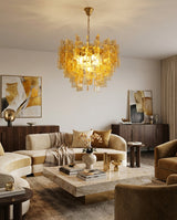 Viremont Curated Amber Art Glass Chandelier – macro detail view