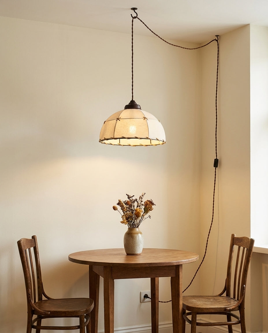 Dome Jari Curated Iron & Glass Pendant Light – dimensional scale reference