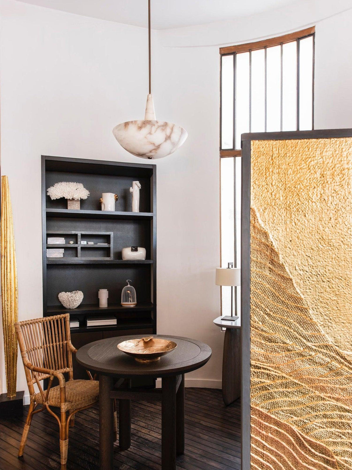 Domus Alabaster Curated Alabaster Chandelier – illuminated warm ambiance setting