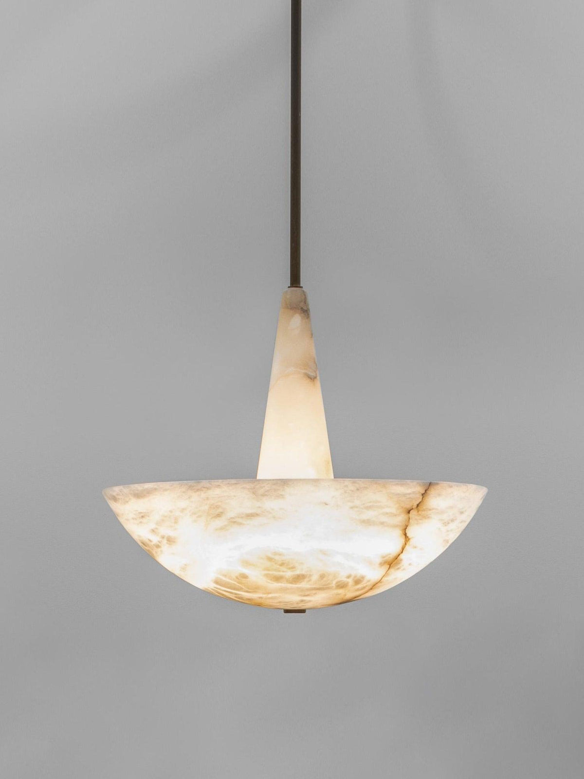 Domus Alabaster Curated Alabaster Chandelier warm illuminated room view