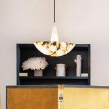 Domus Alabaster Curated Alabaster Chandelier installed in residential dining space