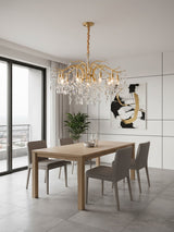 Dorale Curated Solid Brass Chandelier – spatial dining room perspective