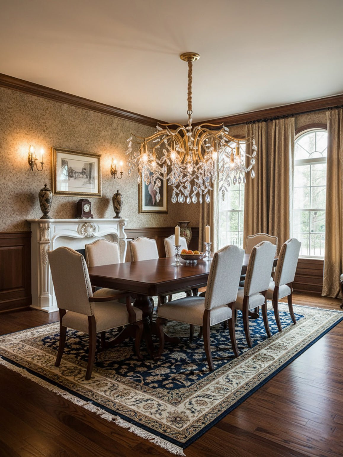 Dorale Curated Solid Brass Chandelier – dimensional scale reference